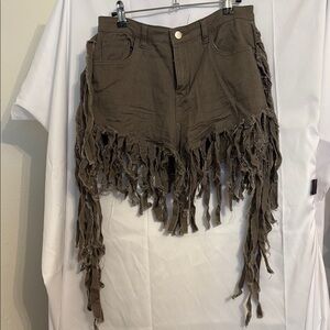Hot & Delicious Brown Jean Shorts Frayed Hem